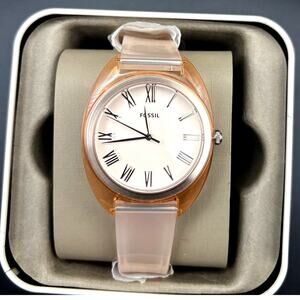 Fossil Womens ES4856 Jude 38mm Peach Silicone Three Hand Quartz Watch NIBWT